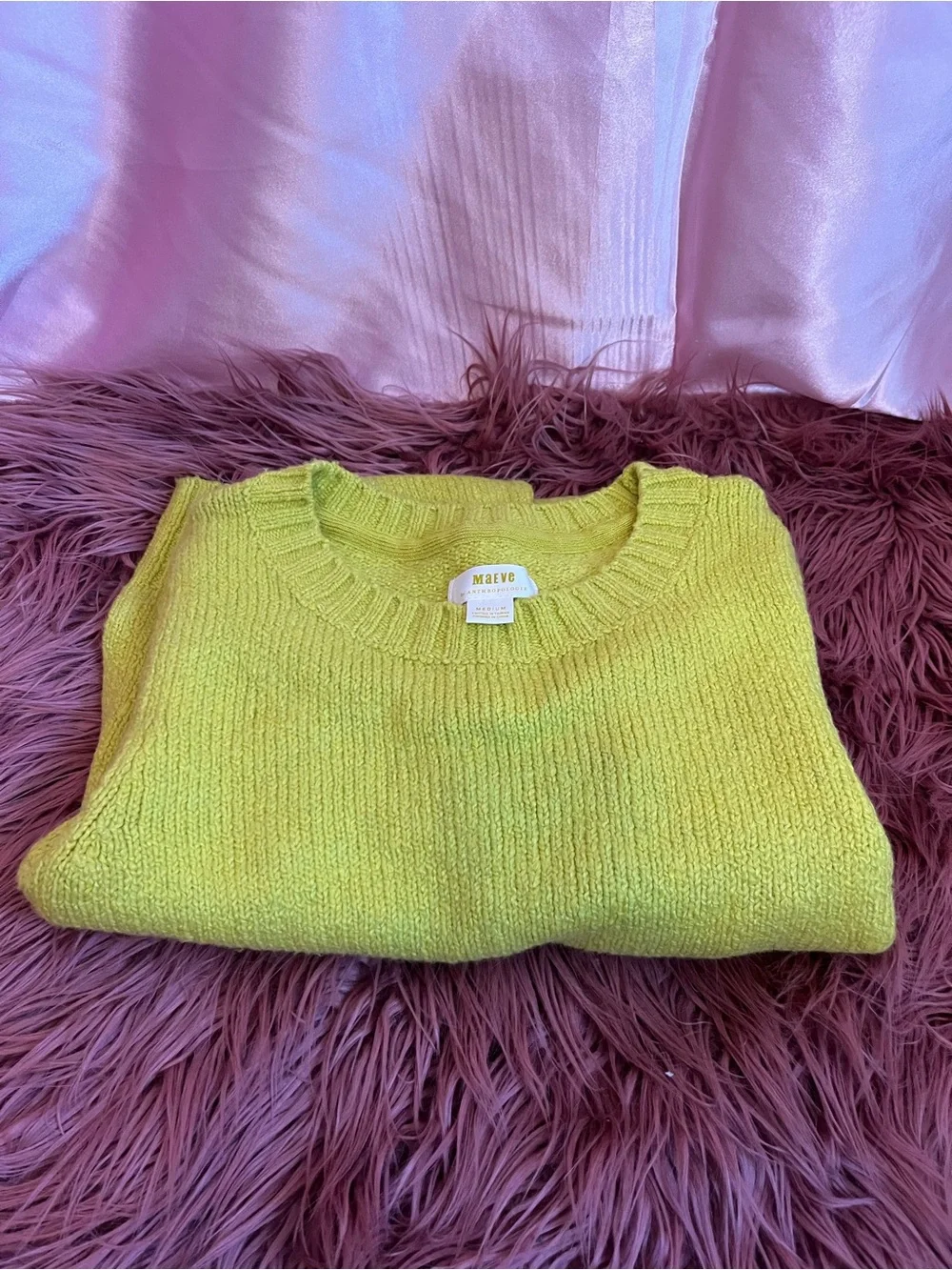 Anthropologie Maeve Lime Green Crewneck Sweater - Picture 1 of 3